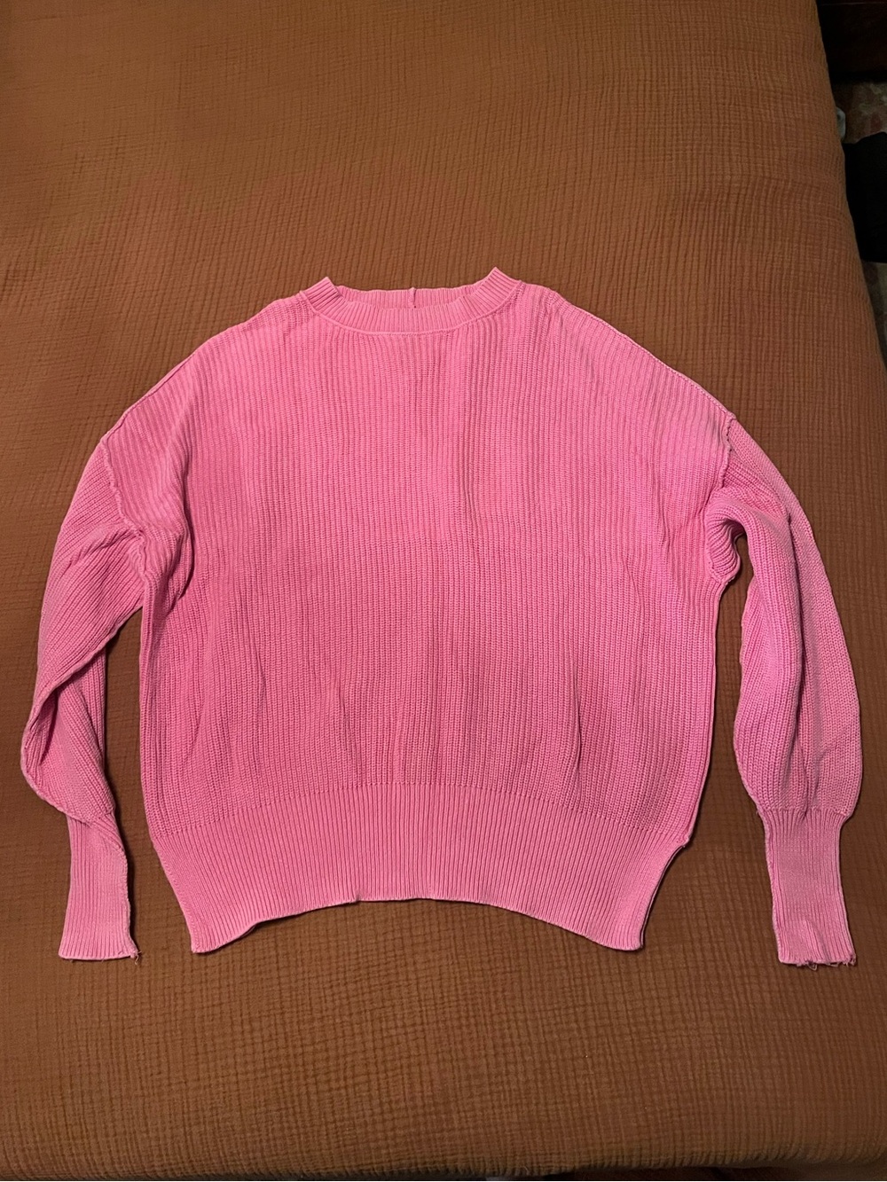 aerie Bubblegum Pink Ribbed Crewneck Sweater